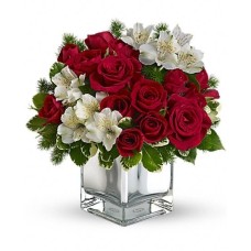 BUCKET ARRANGEMENT OF ROSES AND ALSTROMERIAS
